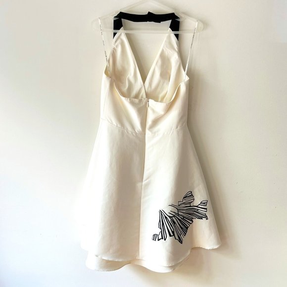 New Halston Heritage layered Skirt Cream Black Cocktail mini Dress, Size 4 - Picture 4 of 15